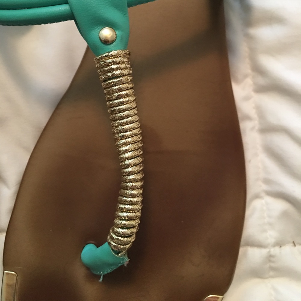 Teal and gold summer sandals - Picture 4 of 6